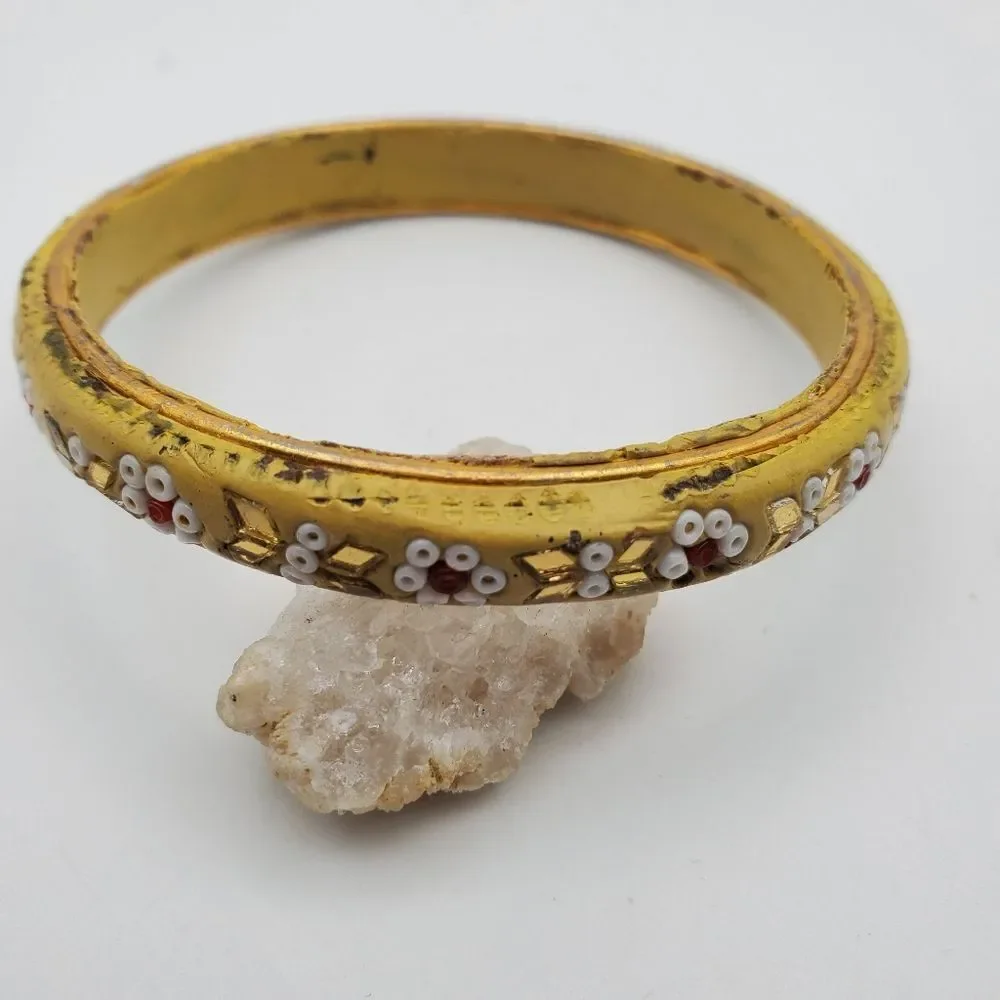 Vintage Yellow boho flower child bracelet B1321 - Picture 1 of 3